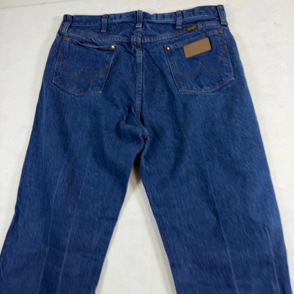 Wrangler 13MWZ Cowboy Cut Mens Dark Wash Straight Leg Jeans Raw Hem 36x34